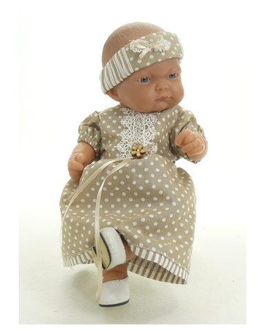 Платье хлопок с кружевом - На кукле. Одежда для кукол, пупсов и мягких игрушек.