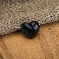 Подвеска "Сердечко". Черный нефрит