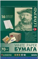 Самоклеящаяся бумага LOMOND универсальная для этикеток, A4, 16 делений (105 мм x 37 мм), 70 г/м2, 50 листов