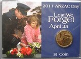 K8758, 2011, Австралия, 1 доллар ANZAC DAY День Анзак блистер карточка UNC