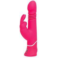 Розовый вибратор Thrusting Realistic Rechargeable Rabbit Vibrator с имитацией толчков - 22,8 см. - 