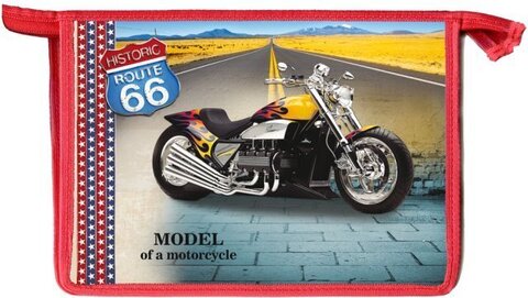 Папка для тетрадей на молнии А4 МОТОЦИКЛ НА ДОРОГЕ ламинат
