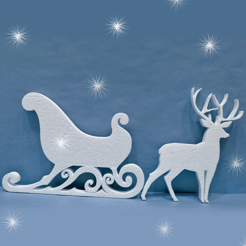 Рождественские сани с оленями из бумаги