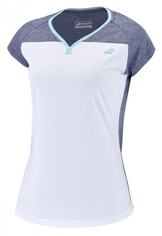Женская теннисная футболка Babolat Play Cap Sleeve Top Women - white/blue heather