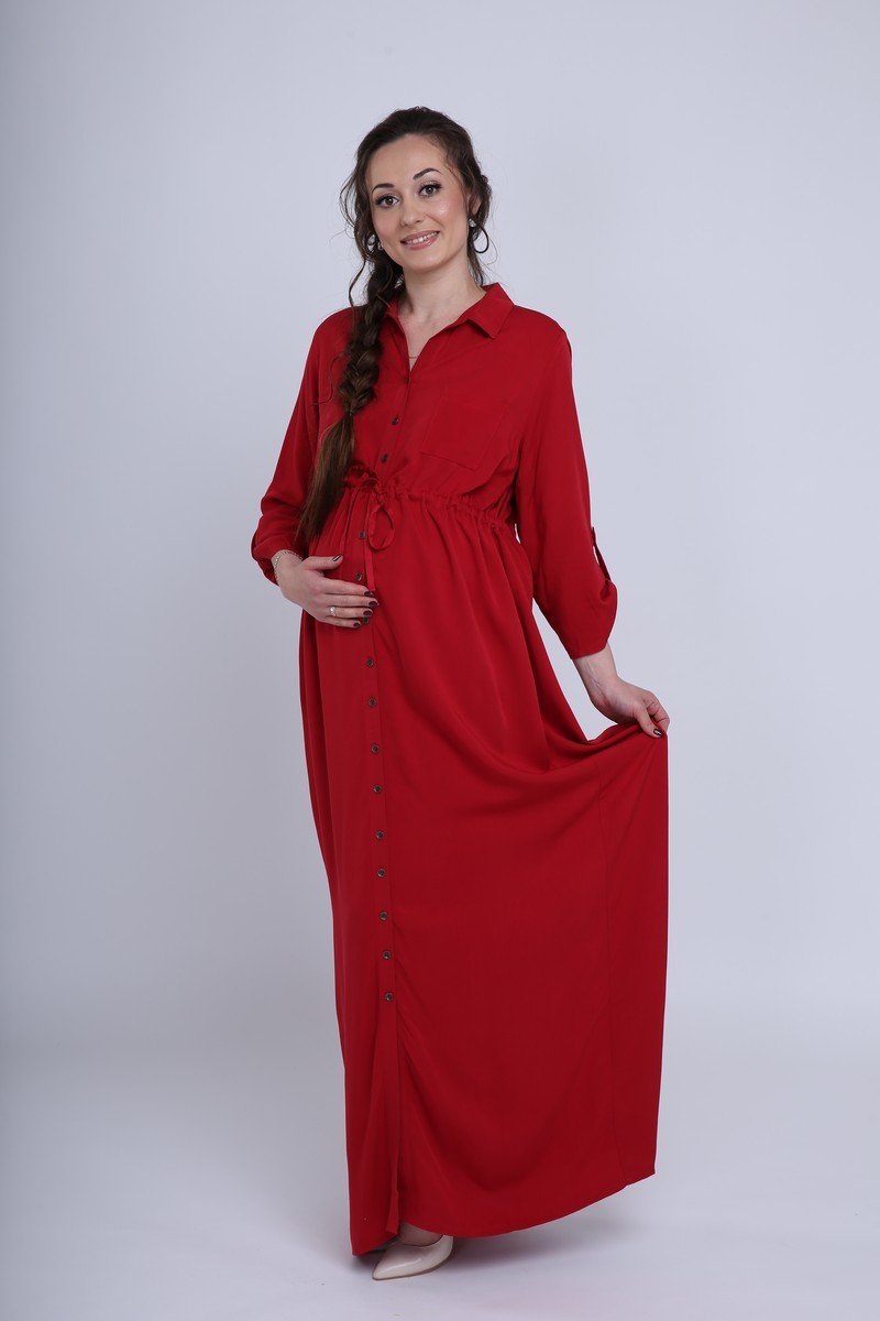 Фото платье для беременных EBRU, длинное от магазина СкороМама. красный, размеры.