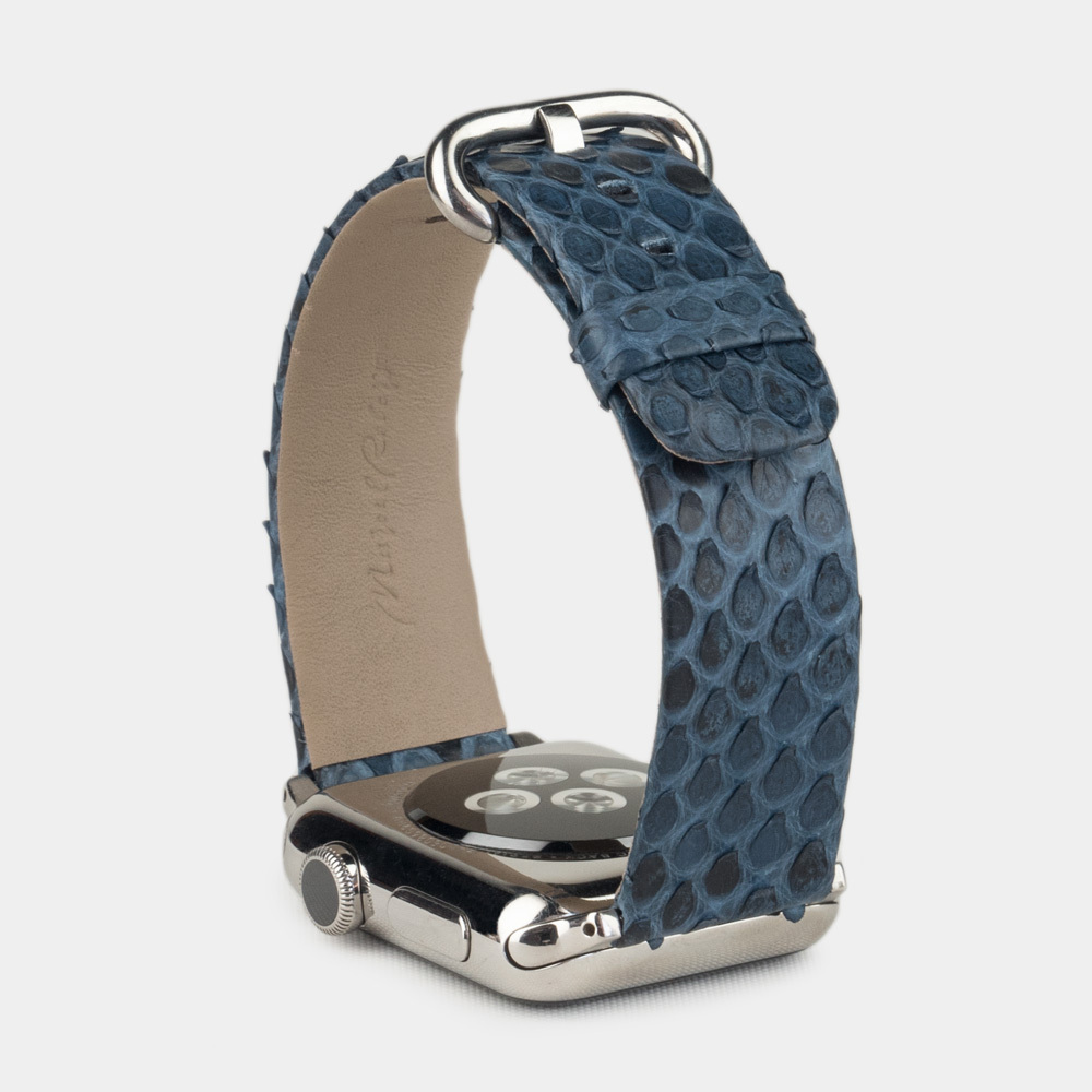Ремешок для Apple Watch 42/44mm Classic из кожи питона синего цвета