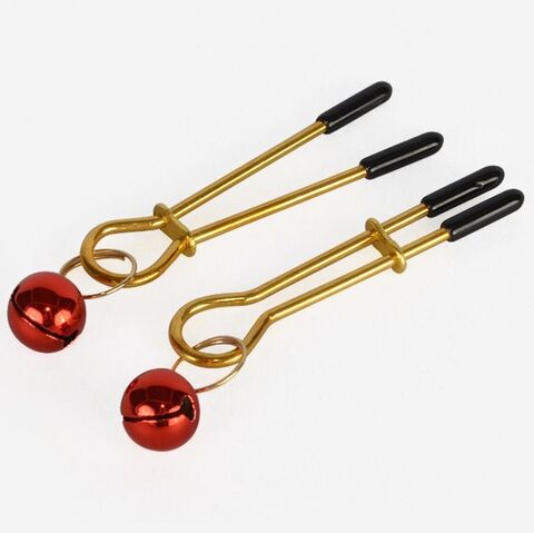 Золотистые зажимы с колокольчиками Gold - Sitabella BDSM accessories 028