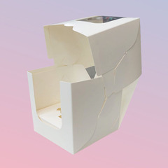 Коробка для 1 капкейка с окном Белая