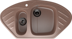 ULGRAN U-105  Угловая двухсекционная мойка с отверстием под смеситель