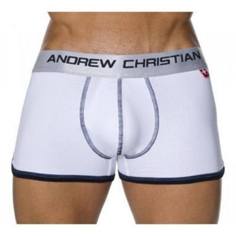 Мужские трусы боксеры белые с пуш-ап Andrew Christian White Shock Jock Boxer 4720