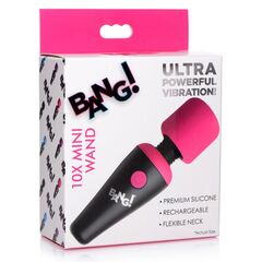 Розово-черный мини-вибромассажер 10X Vibrating Mini Silicone Wand - 