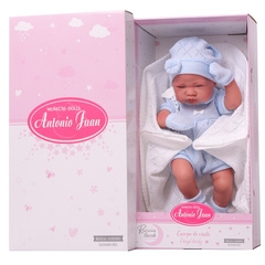 Munecas Antonio Juan Кукла пупс Тони в голубом, 42 см, виниловая (50063)