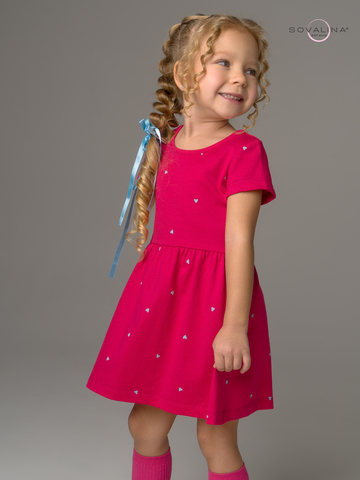 Платье Лето сердечки малина