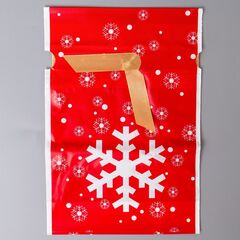 Пакет полиэтиленовый, Снежинки на красном, 15*23 см (Д*В), 10 шт.