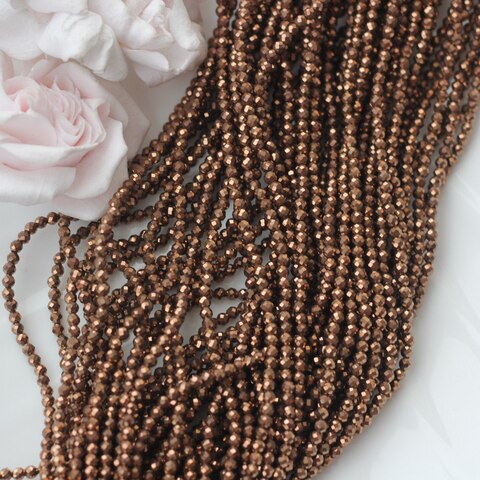 Гематин гематит, граненый шарик, 3 мм, шоколад, 1 нить, ГМ092