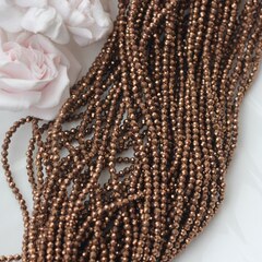 Гематин гематит, граненый шарик, 3 мм, шоколад, 1 нить, ГМ092