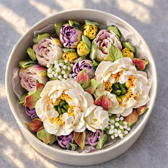 Зефир букет «Пионы кремовые» / 25 см