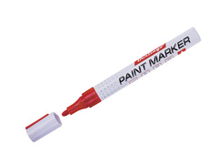 Маркер-краска на масляной основе, цвет красный, ширина линии 2-4 мм, (12шт/уп)