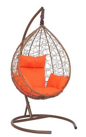 Подвесное кресло-кокон SEVILLA горячий шоколад, оранжевая подушка (Laura Outdoor)