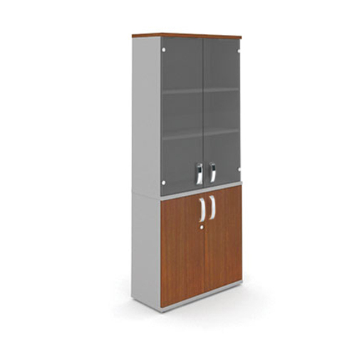 Шкаф высокий с глухими и стеклянными дверцами MM5-026 МИЛАН