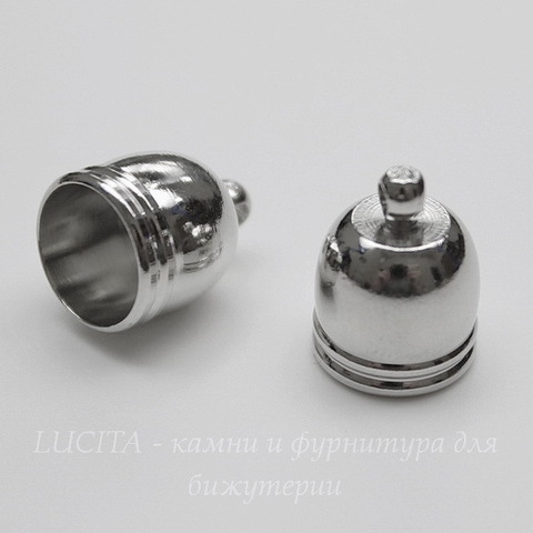 Концевик для шнура 8,5 мм, 14х10 мм (цвет - платина), 2 штуки