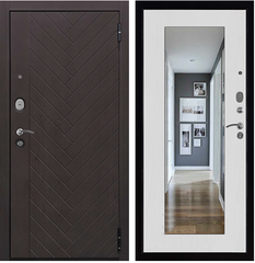 Купить Входная дверь Вектор Лофт Z ПВХ горький шоколад панель ПВХ ясень белый с зеркалом MAXI