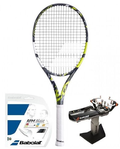 Теннисная ракетка Babolat Pure Aero Lite - grey/yellow/white + струны + натяжка в подарок