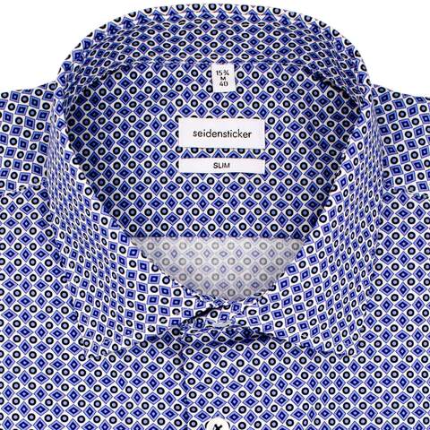 Сорочка мужская Seidensticker Slim Fit 01.643910-13 с сине-чёрным принтом