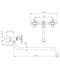Смеситель универсальный с круглым поворотным изливом 350 мм LEMARK DUETTO – LM5751C