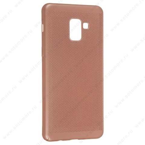 Накладка пластиковая перфорированная для Samsung Galaxy A8 Plus A730 2018 розовый