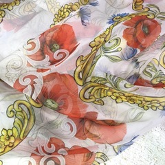 итальянский шелковый купон с маками