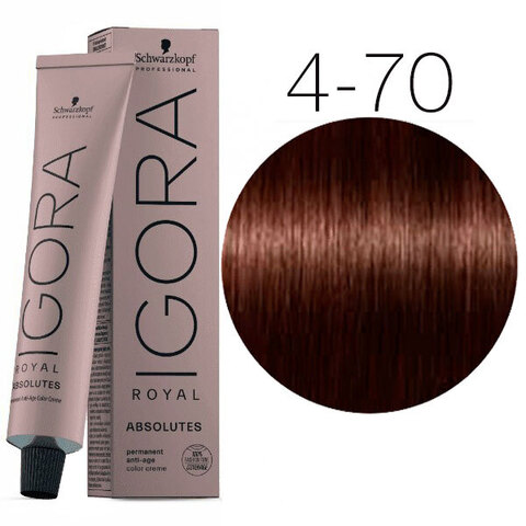 Schwarzkopf Igora Absolutes 4-70 (Средний коричневый медный натуральный) - Стойкая крем-краска для окрашивания зрелых волос