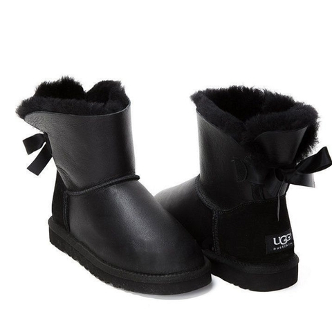 Ugg Mini Bailey Bow Metallic Black