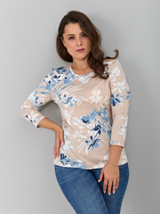 Лонгслив ЛНв-306/бежевый-индигоцветы