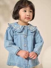 Куртка джинсовая с вышивкой для девочки Next E43-357, Голубой