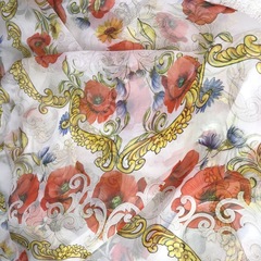 шифон шелковый с маками