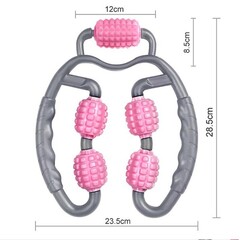 U-образный массажёр для расслабления мышц, 5 роликов, цвет розовый