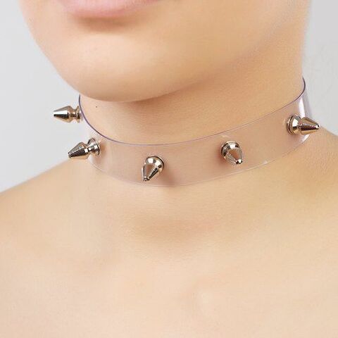 Узкий прозрачный ошейник с шипами - Sitabella BDSM accessories 5102-0