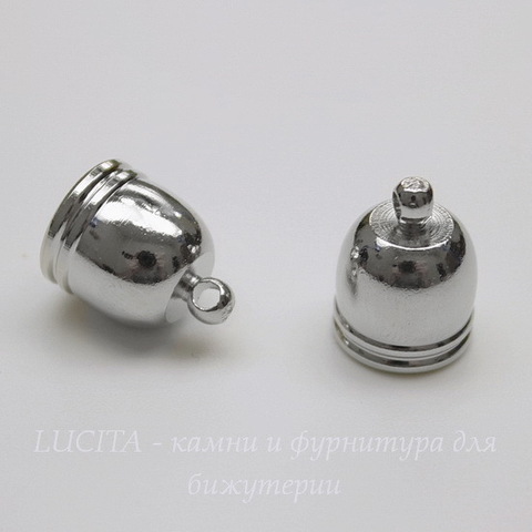 Концевик для шнура 8,5 мм, 14х10 мм (цвет - платина), 2 штуки