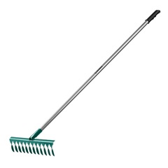 GRINDA PR-12T ALU, 380 х 95 х 1500 мм, 12 витых зубцов, углеродистая сталь, алюминиевый черенок, садовые грабли, PROLine (39585)