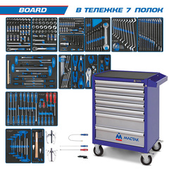 KING TONY (934-325AMB) Набор инструментов "BOARD" в синей тележке, 325 предметов