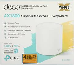 TP-Link Deco X20(1-pack) Домашняя Mesh Wi-Fi 6 система AX1800, до 574 Мбит/с на 2,4 ГГц + до 1201 Мбит/с на 5 ГГц