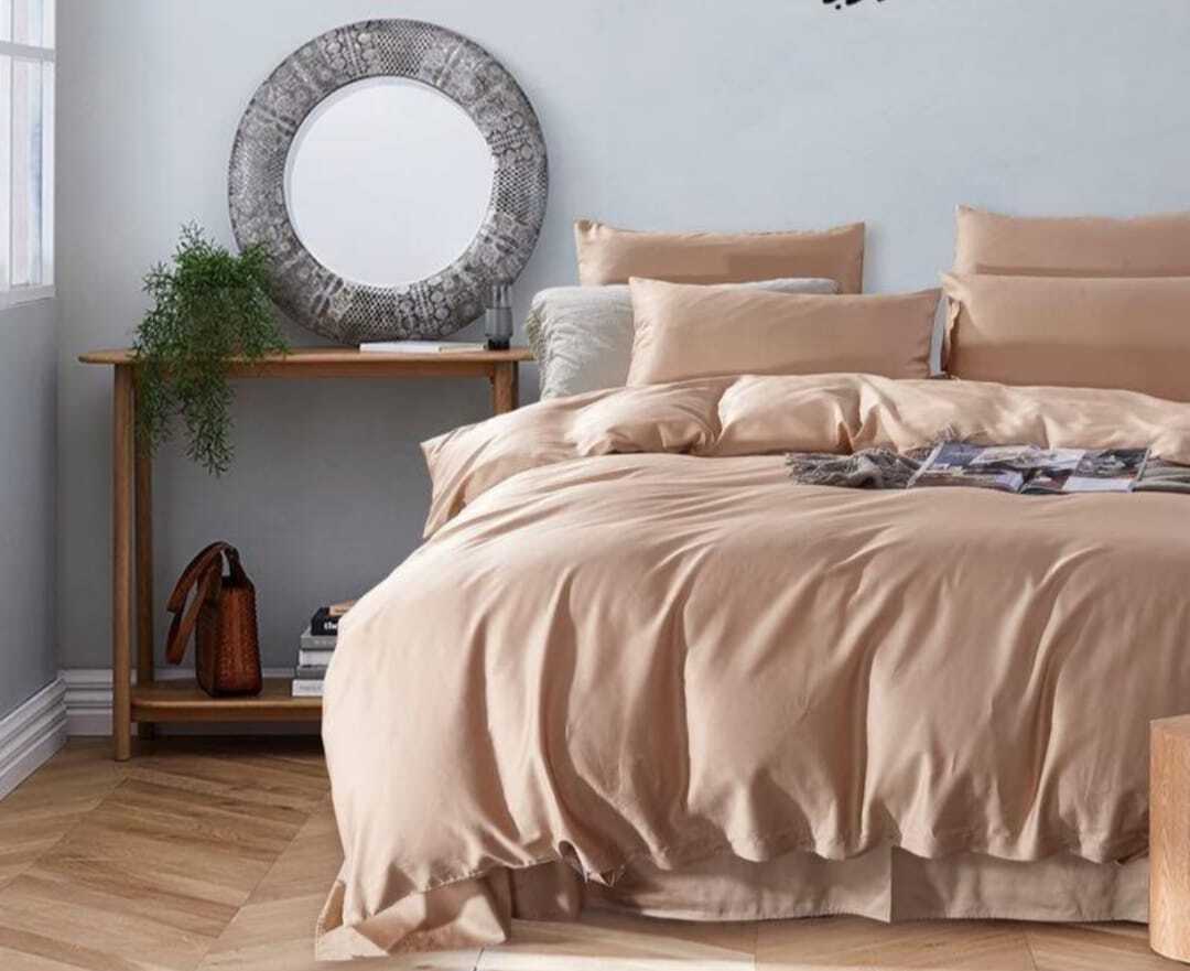 Комплект двуспалка Египетский Хлопок однотонный Бежевый