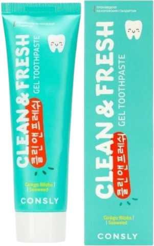 Consly Gel Toothpaste Clean&Fresh Паста зубная гелевая  с экстрактами гинкго билоба  и морских водорослей