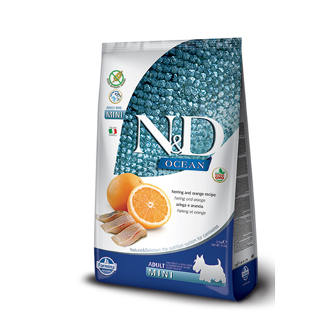 Сухой корм Farmina N&D OCEAN LINE сельдь c апельсином,для взрослых собак мелких пород,800г.