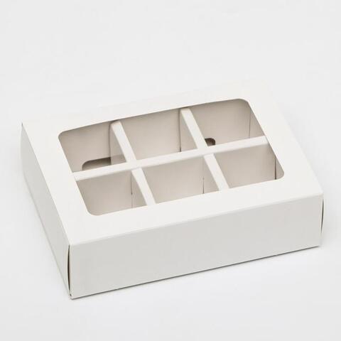 Коробка для конфет 6 шт с окном белая (№76)