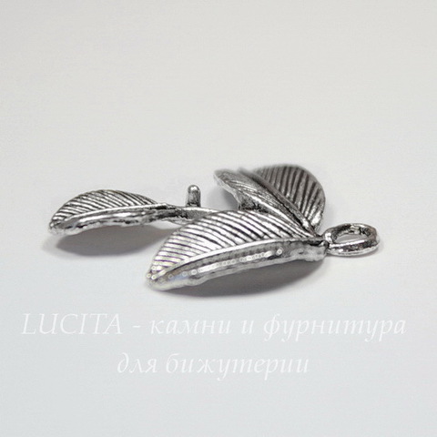 Подвеска "Листики" 27х24 мм (цвет - античное серебро)