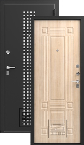 Входная металлическая дверь Z-5 (чёрный шёлк+лиственница светлая)  Зевс из стали 1,5 мм с 2 замками