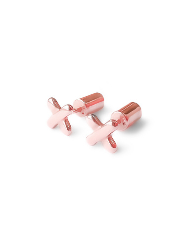 Серебряные серьги-пусеты  «Вышивка» pink