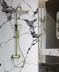 Душевая система тропический душ BELZ B24715-5 латунь, брашированное золото